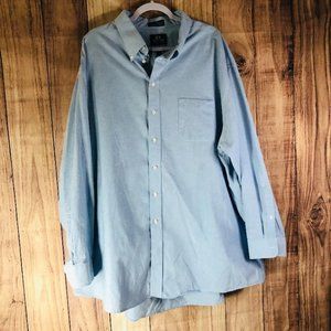 Stafford Men's Wrinkle Free Oxford Button Down Blue Dress Shirt Size 20 (37)